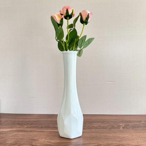 Mid Century Modern EO Brody Milk Glass Vase 8.75" Tall - Picture 2 of 5